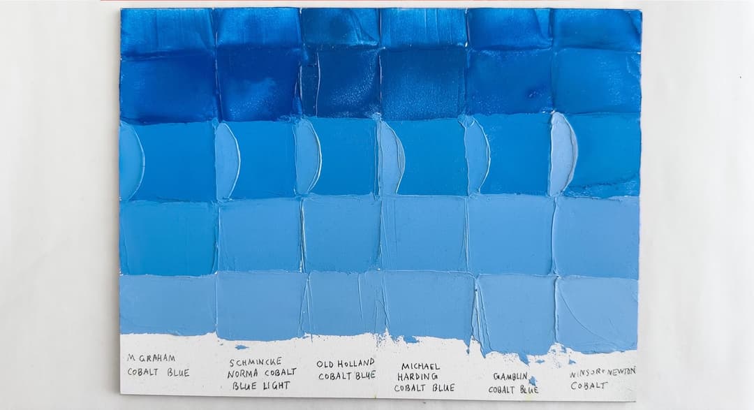 Gamblin's Cobalt Blue showed up well in this particular tinting strength comparison