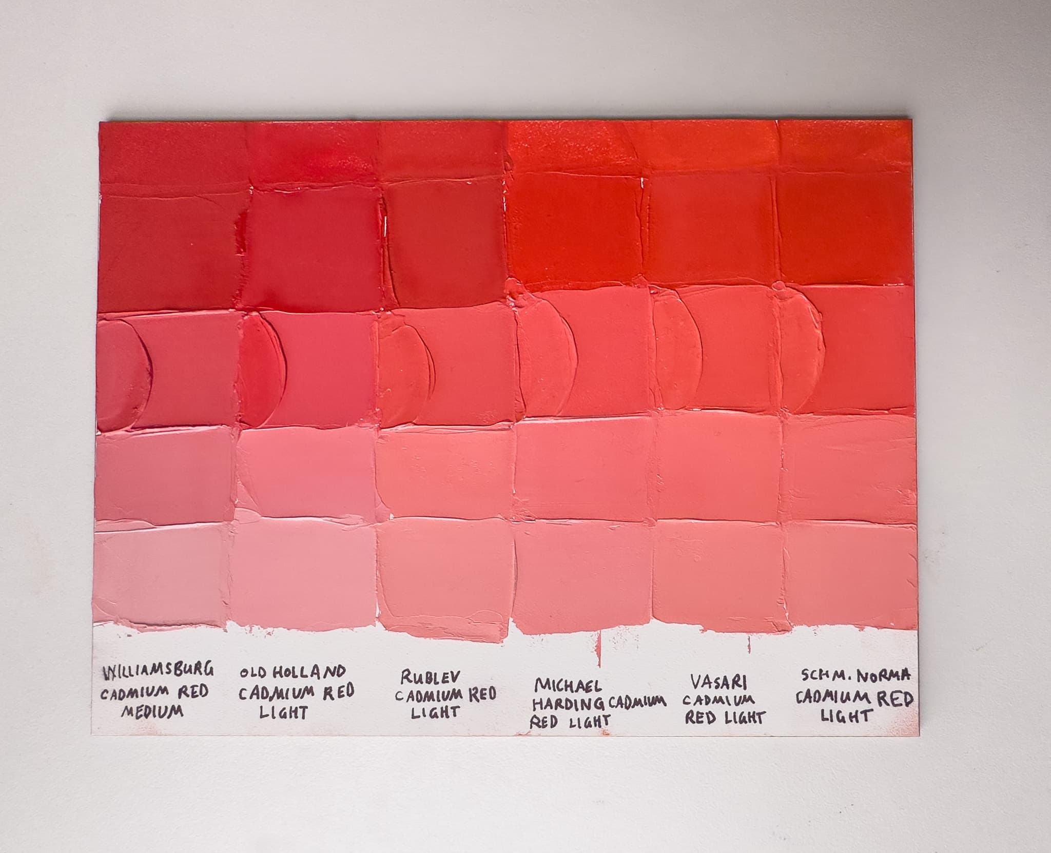 https://ahwcewydosunjjzejaze.supabase.co/storage/v1/object/public/paintlist-images/review_images/212-Cadmium%20Red%20Light%20and%20Medium%20Start%20with%20Williamsburg/212-06%20Cadmium%20Red%20Light%20PR108%20Oil%20Paint%20Comparison%20on%20the%20Paint%20List%20by%20Old%20Holland,%20Rublev,%20Michael%20Harding,%20Vasari,%20Schmincke%20Norma%20and%20Williamsburg%20Cadmium%20Red%20Medium.jpg