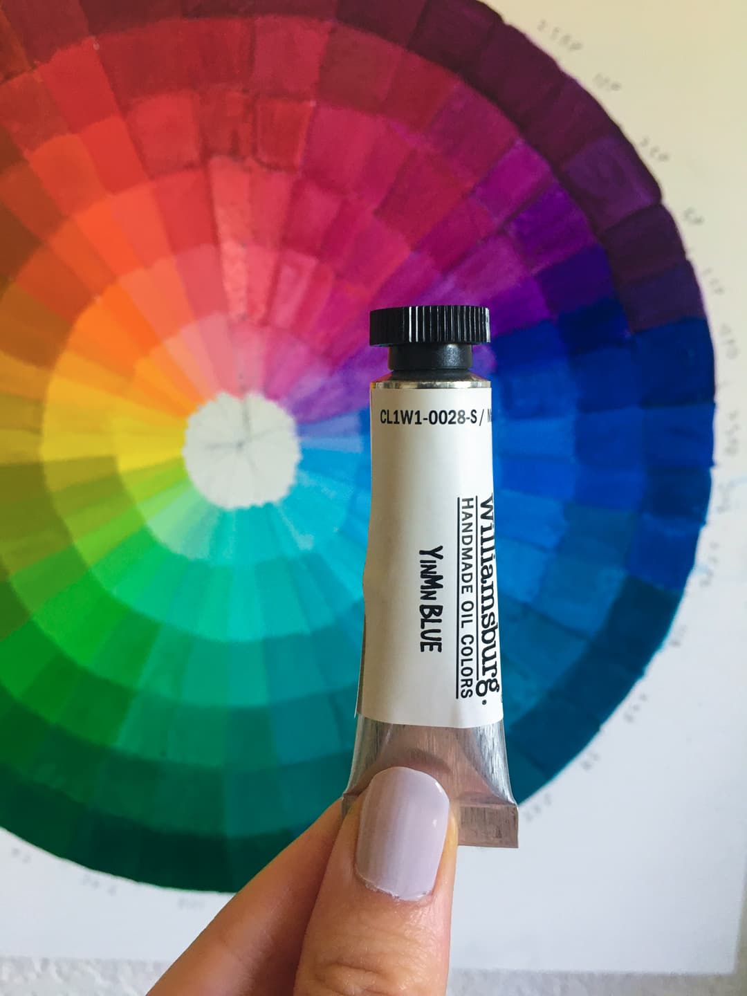 A tube of YInMn Blue and the Color Wheel