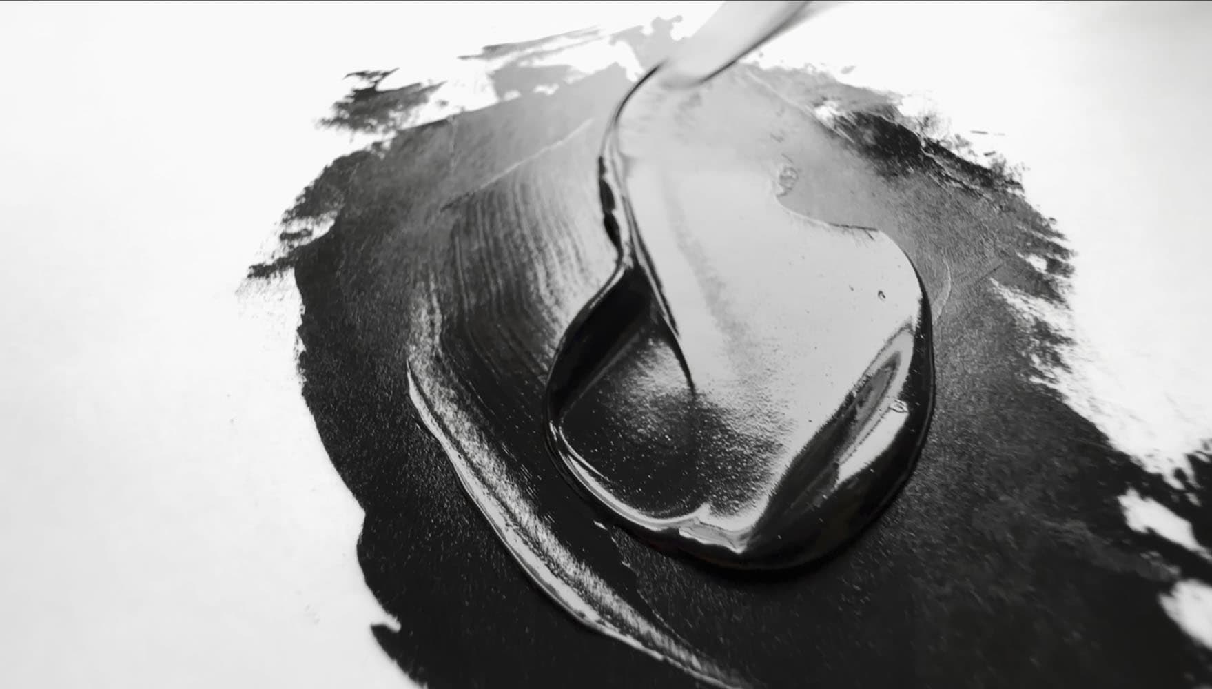 A painterly dollop of Mars Black in Oil Paint