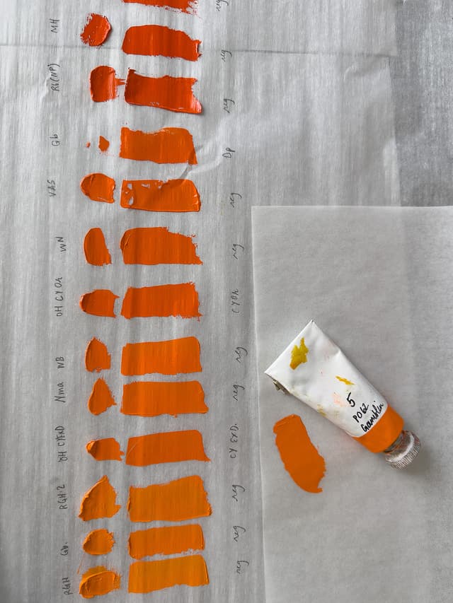PO62 compared with the range of Cadmium Oranges 1