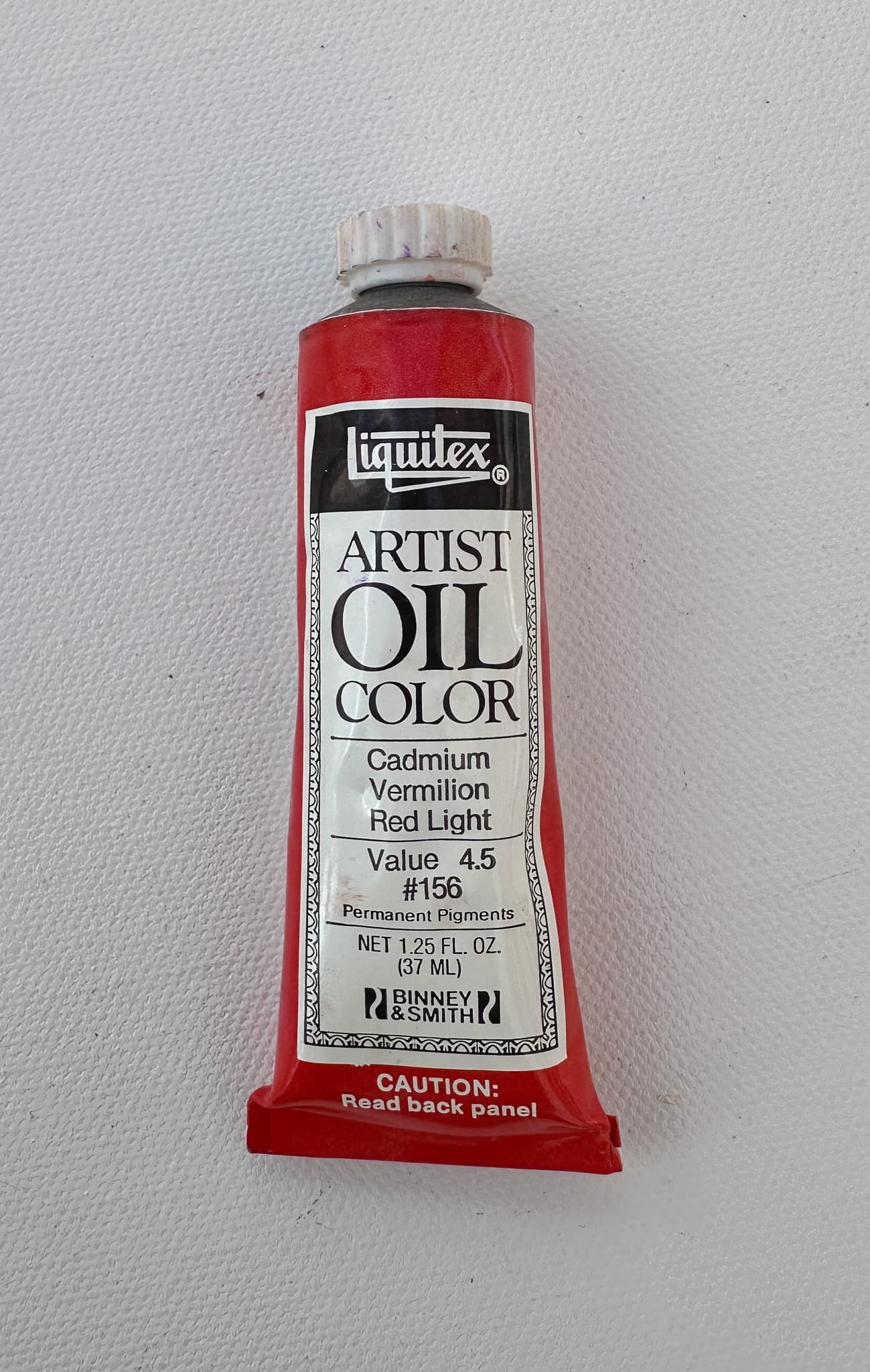 A vintage tube of PR113, genuine Mercadmium Red