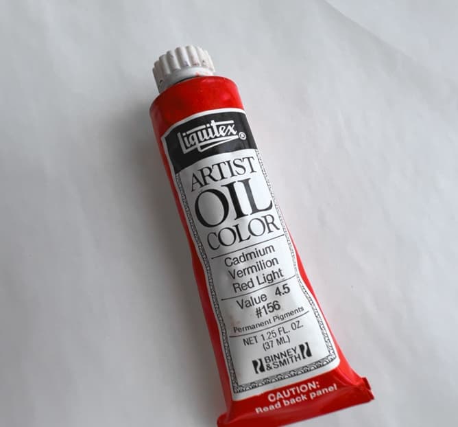 A vintage tube of PR113, genuine Mercadmium Red