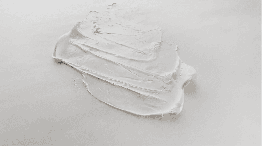 A swirl of Titanium White oil paint bound in safflower oil by Michael Harding