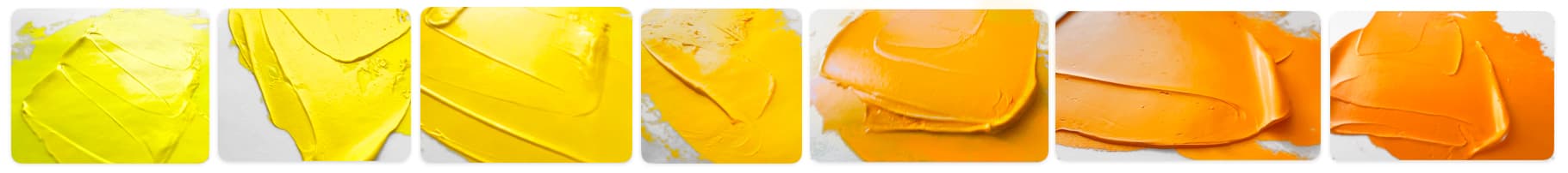 Daubs of oil paint ranging from citron yellow to middle yellow to yellow-orange
