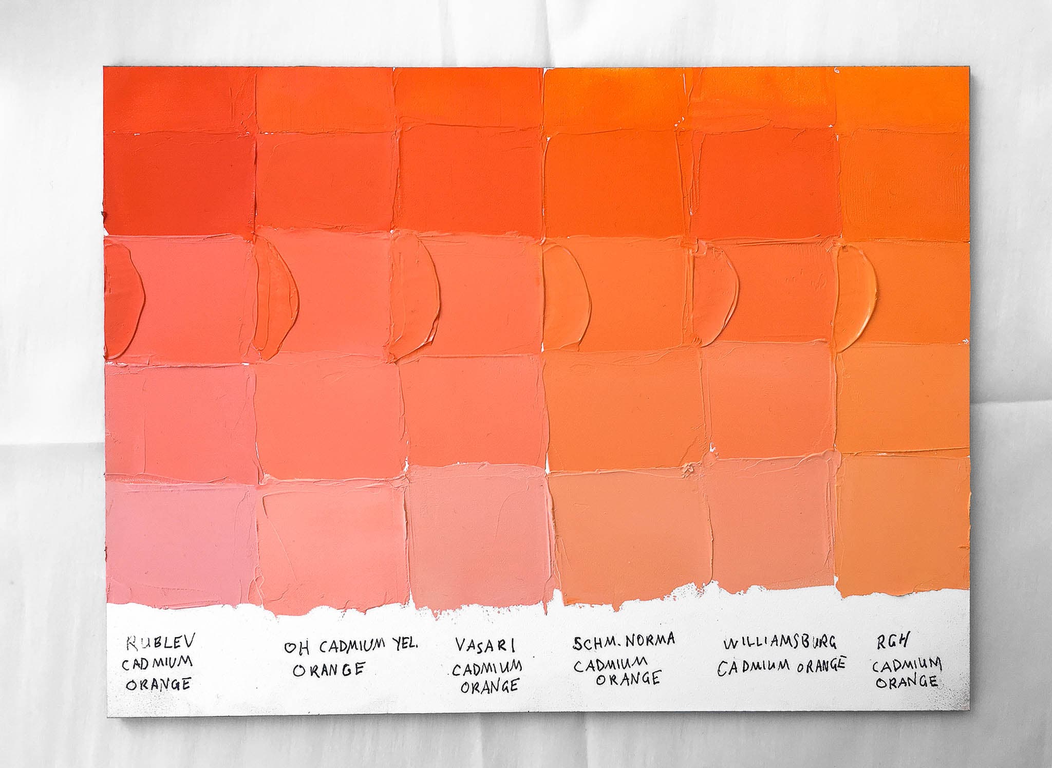 Cadmium Oranges Oil Paint Color Comparison and Reviews